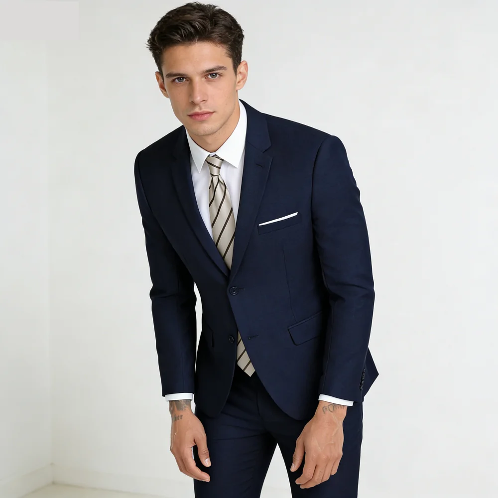 

Smart Casual Khaki Men's Suits Formal Business Wedding Groomsmen Smoking Double Breasted Jacket Pants Set