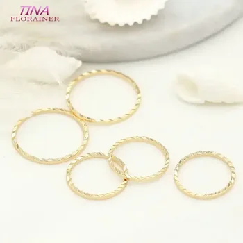 10 個 8 ミリメートル 16 ミリメートル 20 ミリメートル 14 18k ゴールドメッキ真鍮クローズドリングラウンドサークルチャームペンダント高品質ジュエリー所見アクセサリー