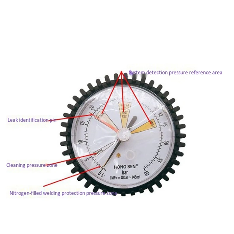 Pressure Gauge, Air Conditioning Cooling Nitrogen Pressure Test Suitable Ball Valve For R134A, R22, R407C, R410A