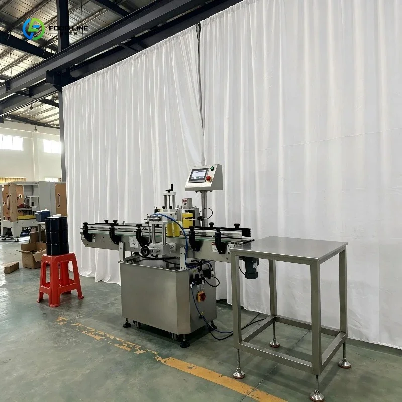 Labeling Machine PLC Control Automatic Label Applicator For Cosmetic Bottle Packaging FL Customized