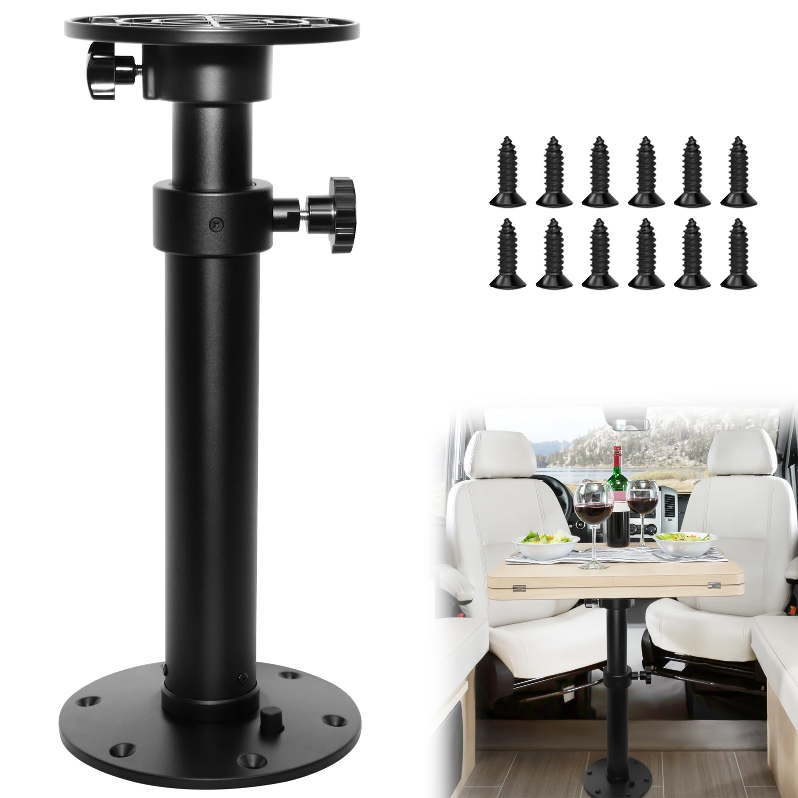 Patas de mesa RV desmontables mejoradas, altura regulable 45-27 cm, estructura de aluminio reforzado, adecuadas para vehículos recreativos, barcos, etc.