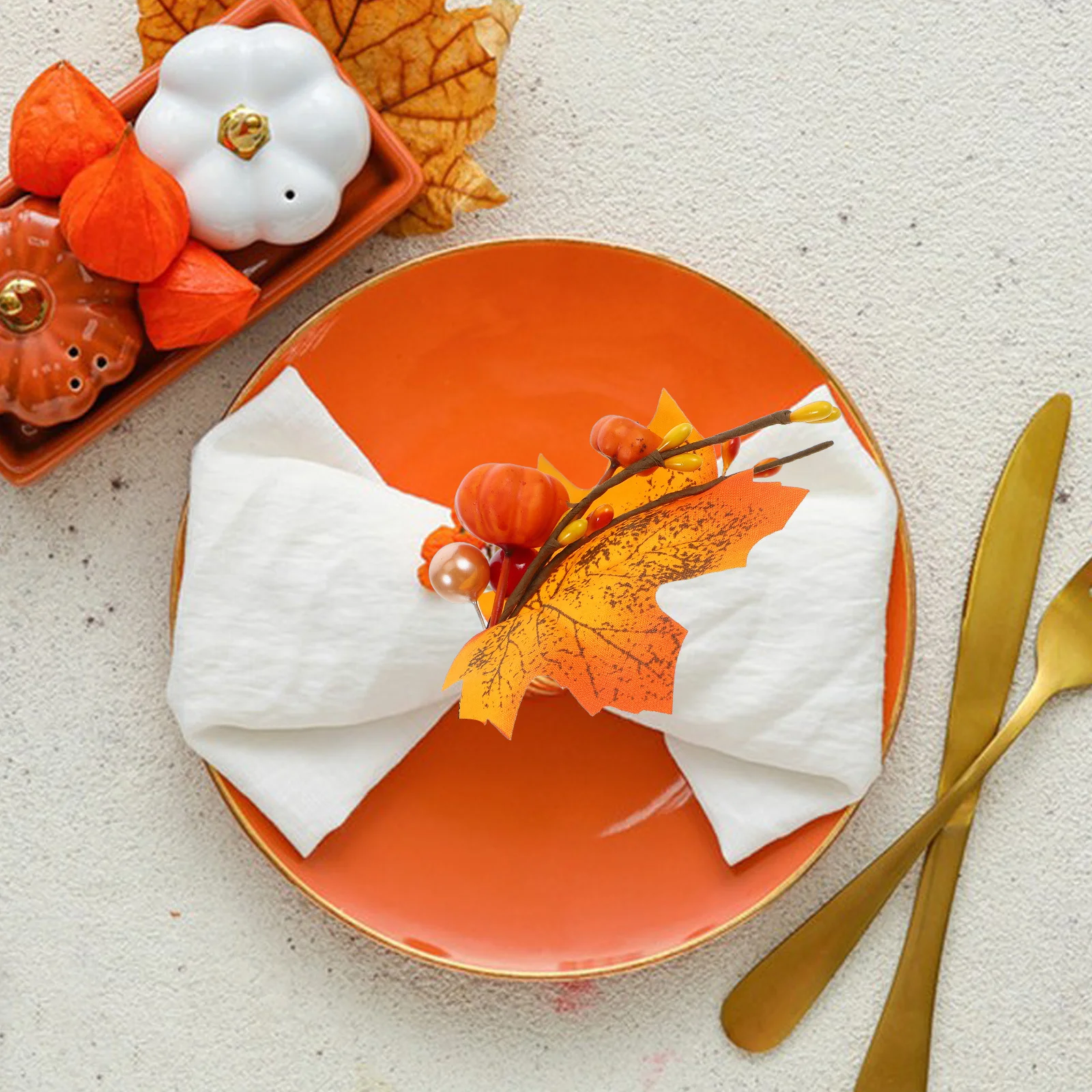 

2Pcs Thanksgiving Napkin Rings Unique Design Cloth Iron Foam Table Setting Special Event Decoration Fall Napkin Rings