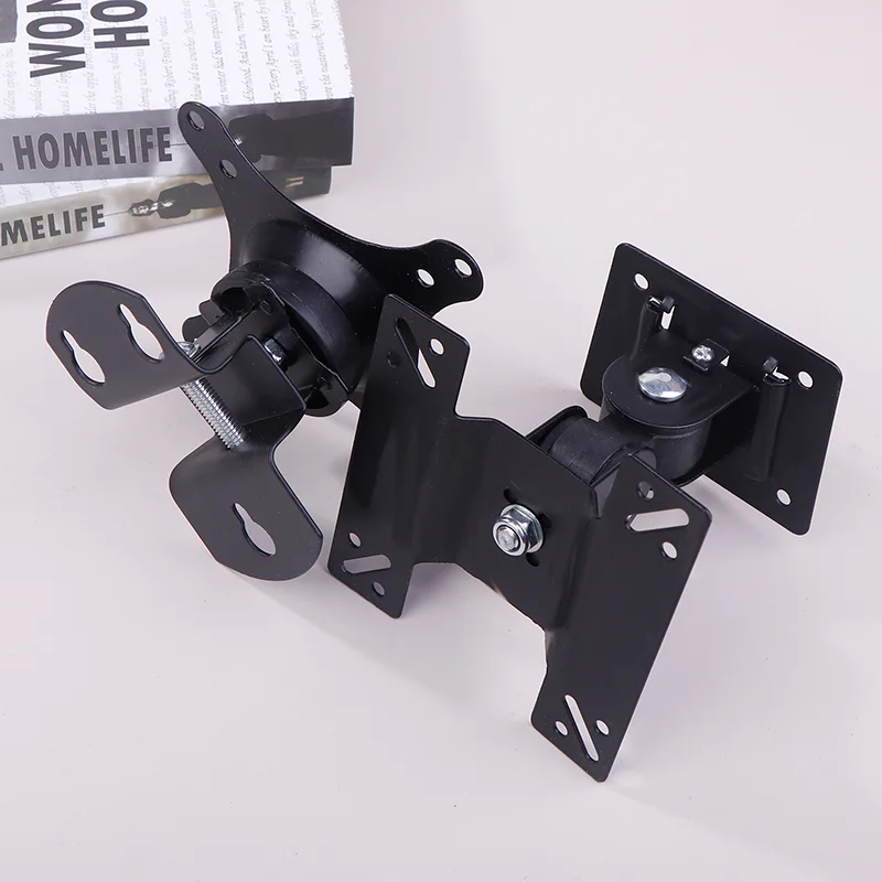 1 Set 14-24/27Inch TV Mounts LCD LED Monitor Wall Mount Bracket Fixed Flat Panel TV Frame Support 180 Degrees Tilt Angle W/Screw