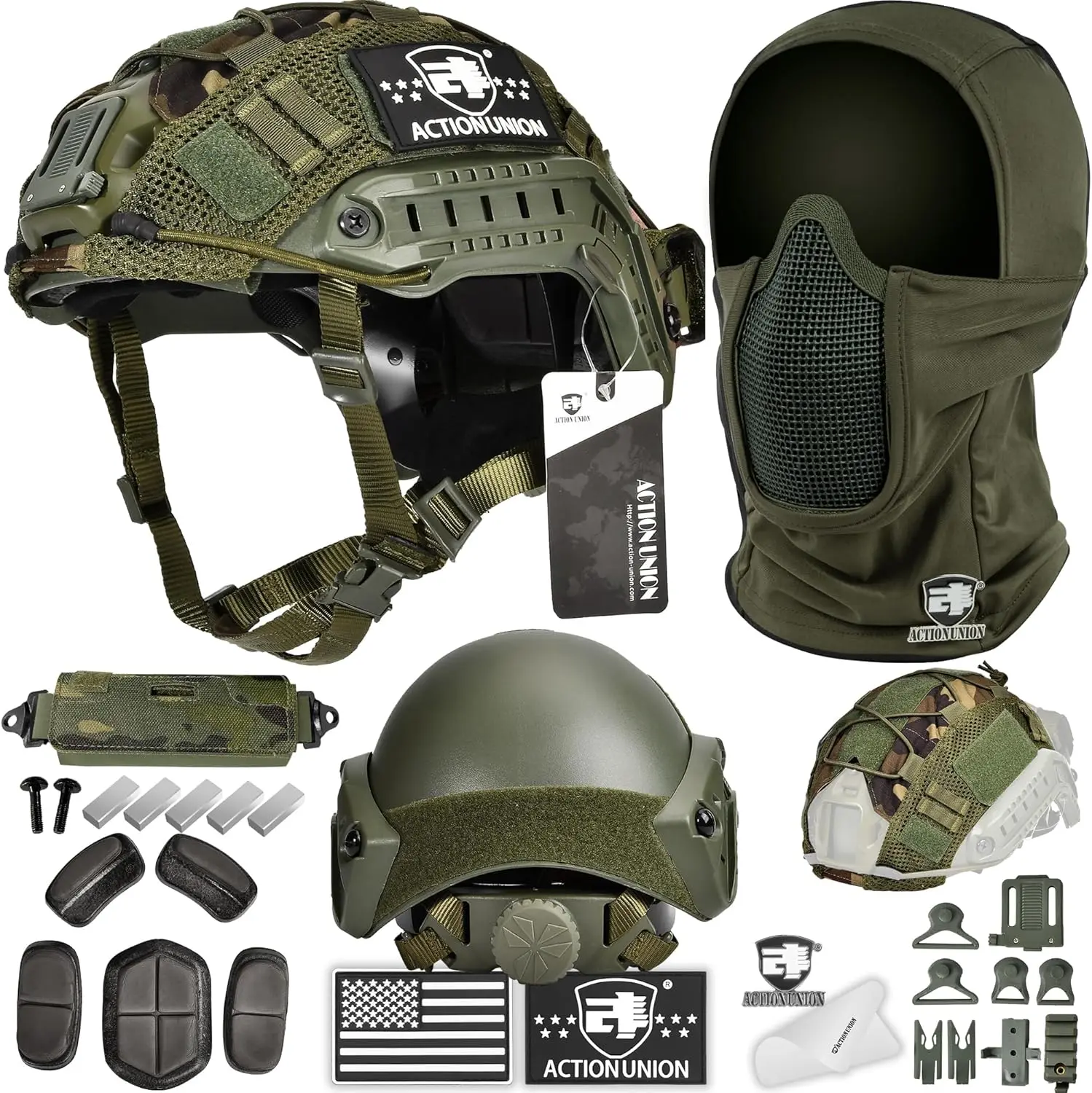 

Tactical Airsoft Helmet and Mesh Mask Set with Counterweight, Adjustable, for Paintball, CS