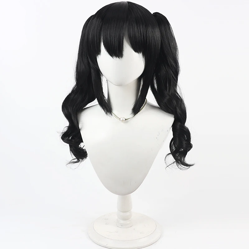 Jogo kurobe nanoka peruca cosplay preto duplo rabo de cavalo peruca cosplay para comicon festa adulto feminino masculino