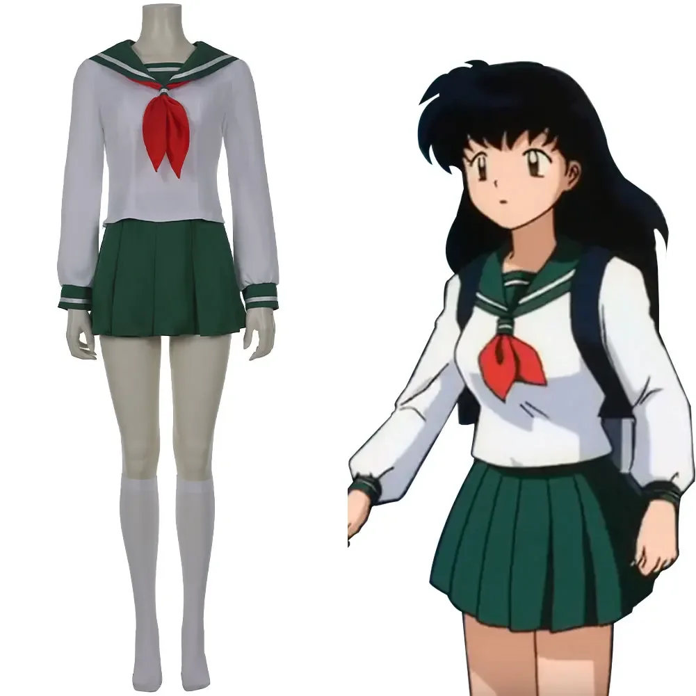 

Anime InuYasha Kagome Higurashi Cosplay Costume Women Girls Uniform Shirt Skirt Suit Halloween Carnival Costume Adult