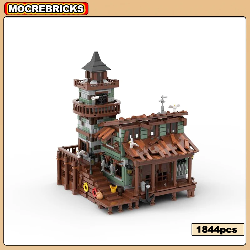 MOC-161592 klasyczna architektura z widokiem na ulicę chata rybacka klocki do budowy domami Model kolekcjonerski zabawka z klocków prezent