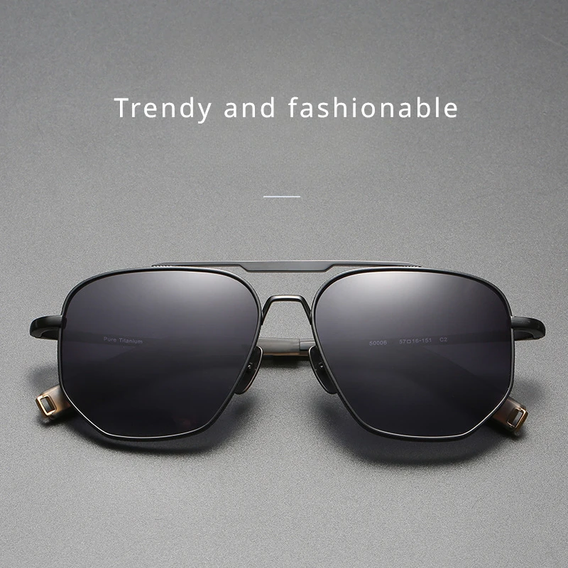 Fashionable Sunglasses Made of Pure Titanium Material with UV Protection UV400 Standard Polygon Trendy Polarized Men Sunglasses