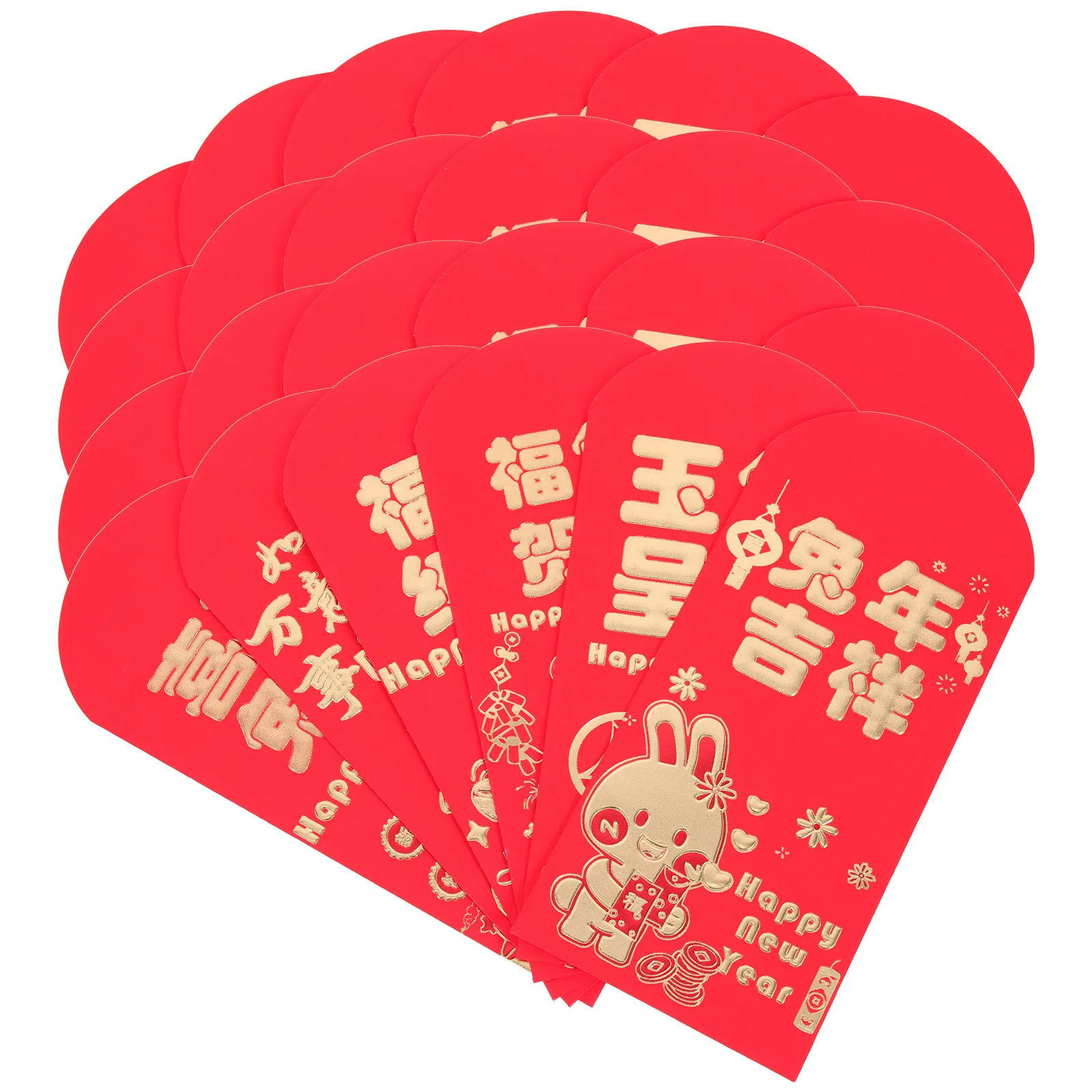 24Pcs 3D Red Envelope Paper Packets Rabbit Year Money Bags Spring Festival Red Packet Bunny Pattern Luck Money
