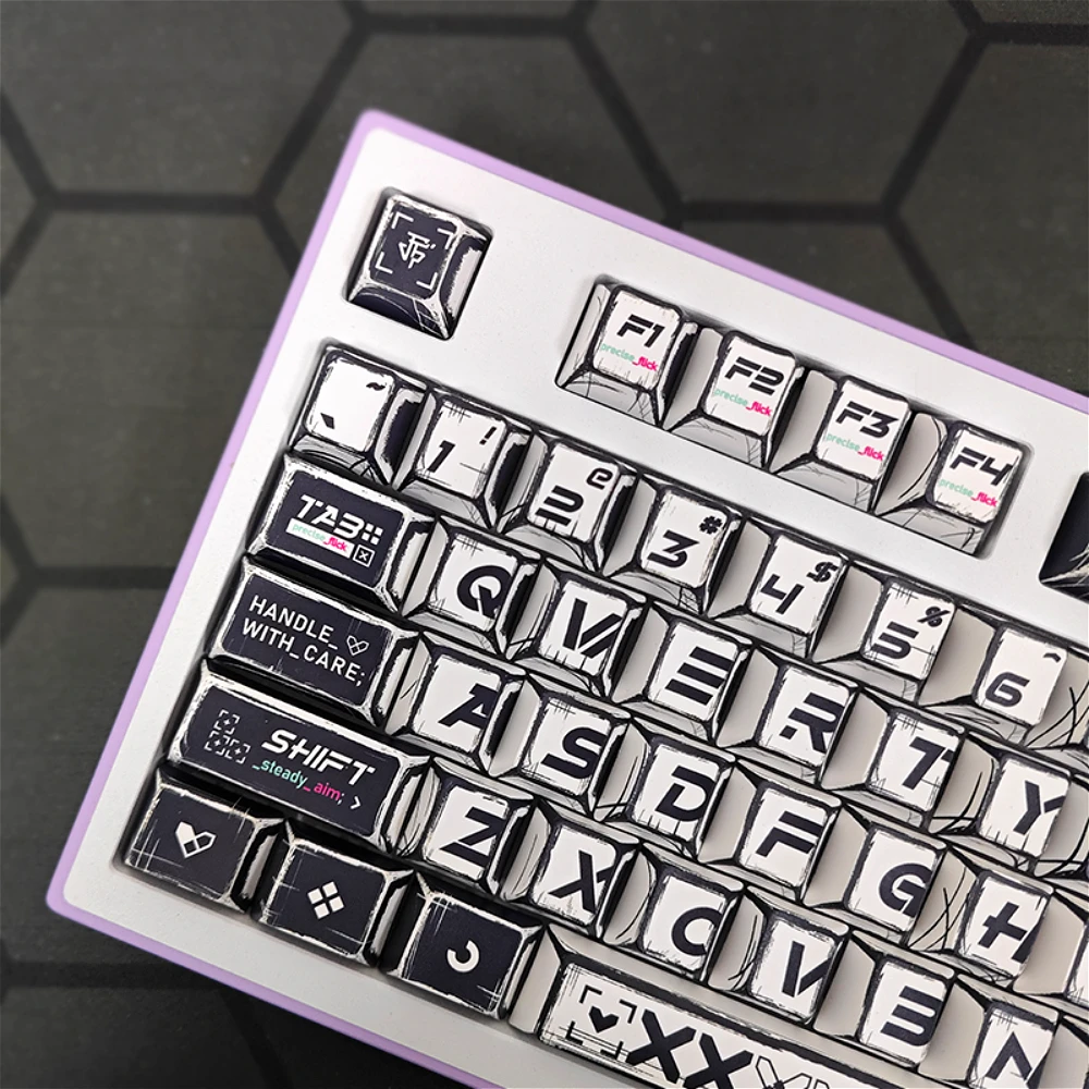 GEFENSI Manga Style Keycaps 137 Keys PBT Printed Set Cherry Keycaps 7U Spacebar For Wooting Mega Lion Mechanical Keyboard Skins