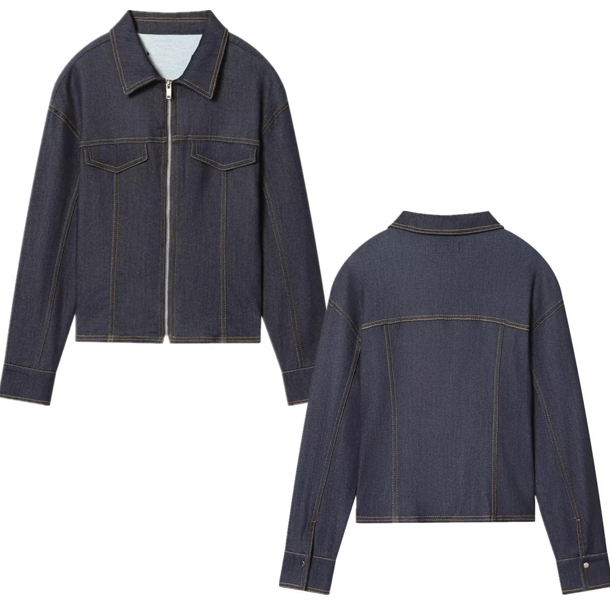 

Jenny & Dave минималистичная приталенная джинсовая куртка на весну 2026, модная женская одежда, темно-синий цвет, джинсовая куртка-бомбер, топы