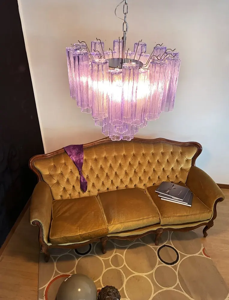 

Lavender Joy French Series Glass Art LED Chandelier Lighting Suspension Luminaire Lampen Hanging Light For Foyer Dinning Room