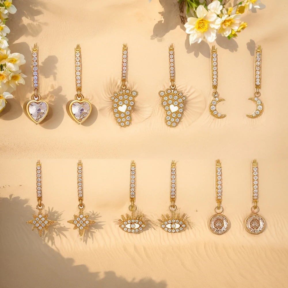 

Women's Stainless Steel Earrings with Zircon Geometric Multi Element Fashion and Versatile Jewelry Combination