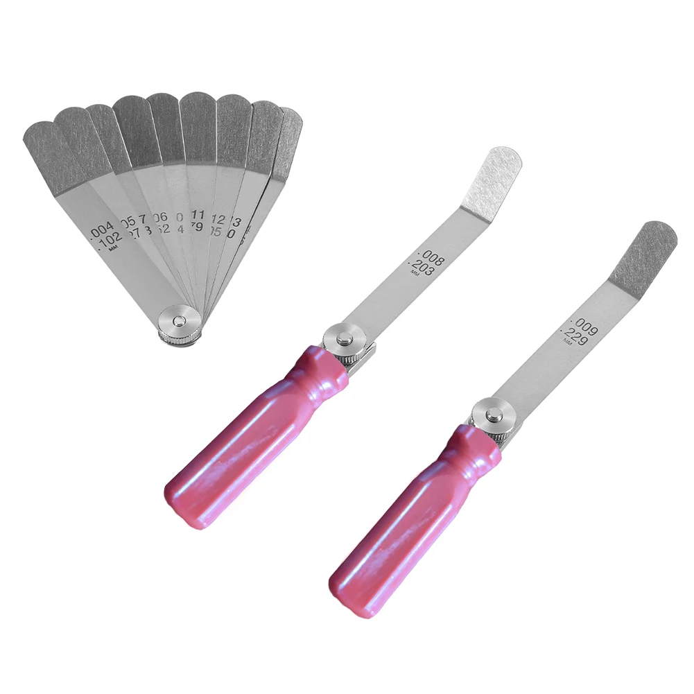 車両エンジンバルブクリアランスを測定するための16ピースメトリックおよびインペリアル厚さゲージセット。 隙間ゲージ調整ツール