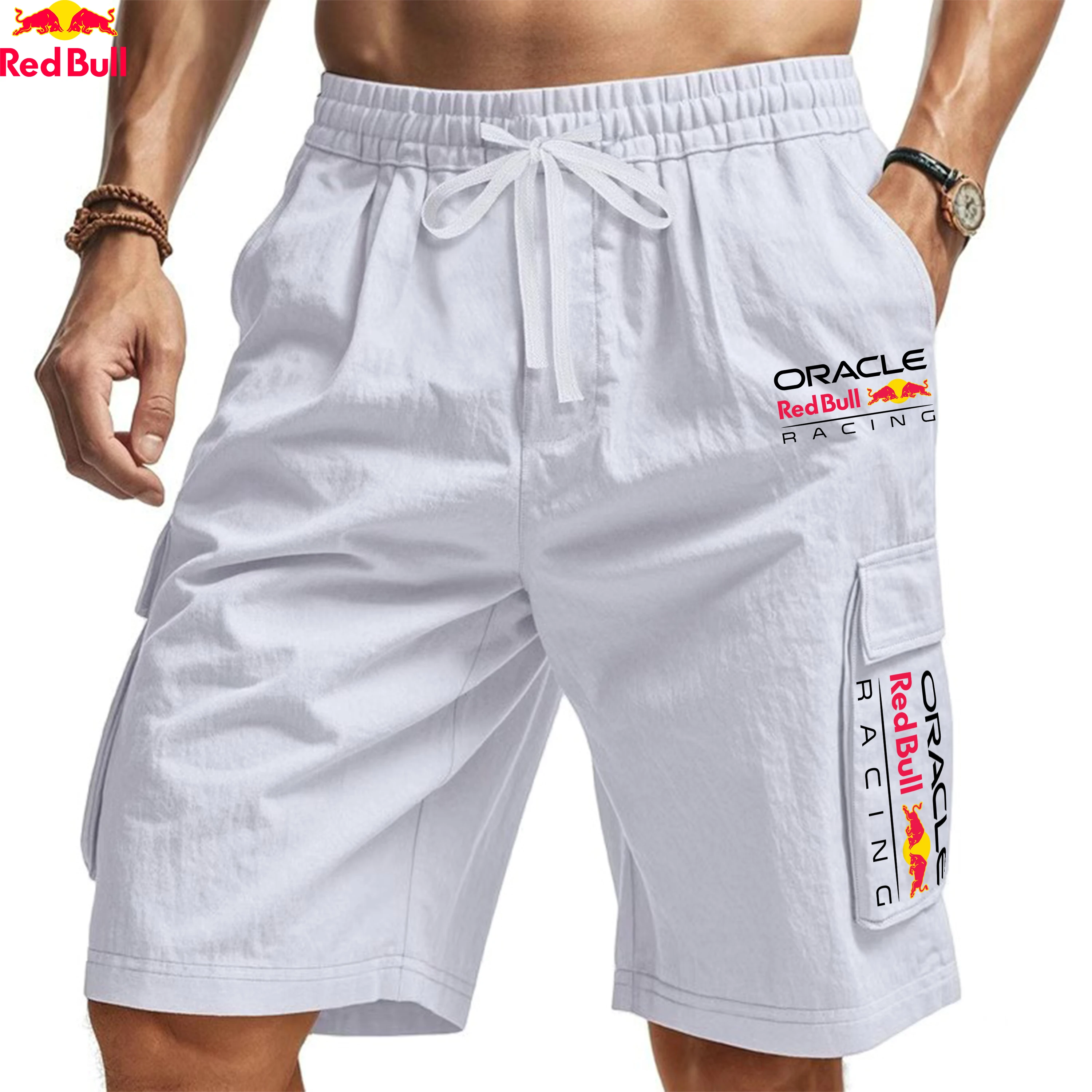 

High Quality New Red Bull Logo Workwear Shorts For Jogging And Leisure, Multi Pocket Straight Tube Breathable Workwear Shorts