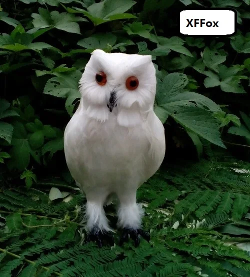 cute simulation owl model plastic&furs white owl gift about 28x13x14cm d0149