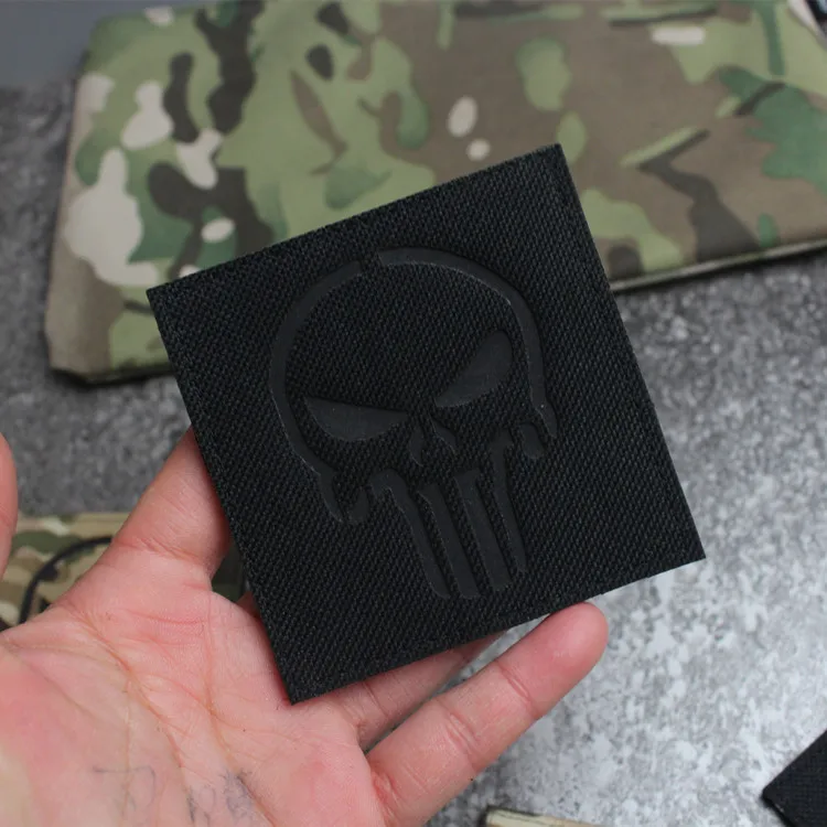 New Punisher Embroidery hook and loop Patch Reflective Backpack Tactical Morale Badge Applique For Jacket Jeans bag Hat patches