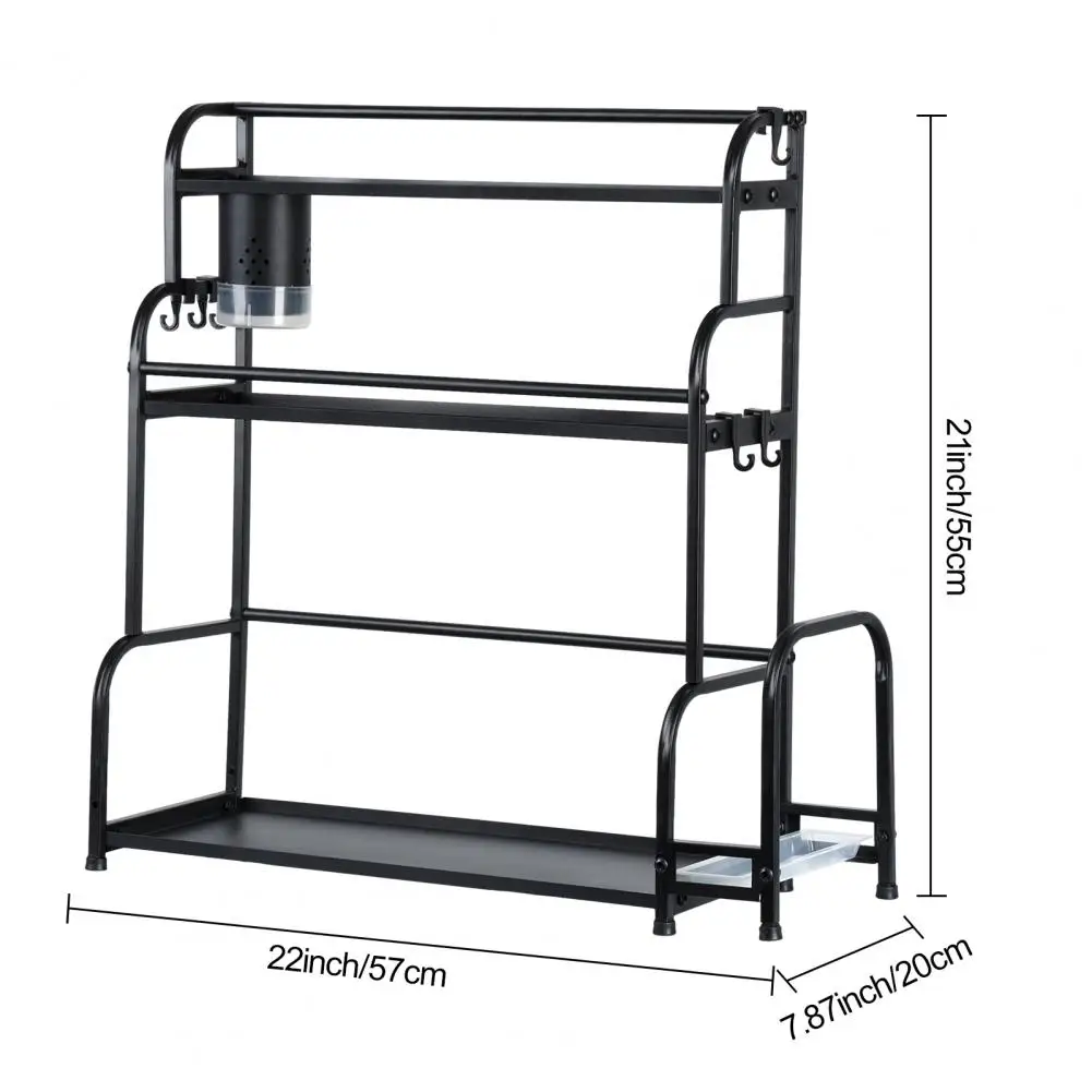 Standing Spice Rack 3-Tier Kitchen Countertop Shelf with Stepped Design Spice Rack Organizer Holder Chopping Board Holder