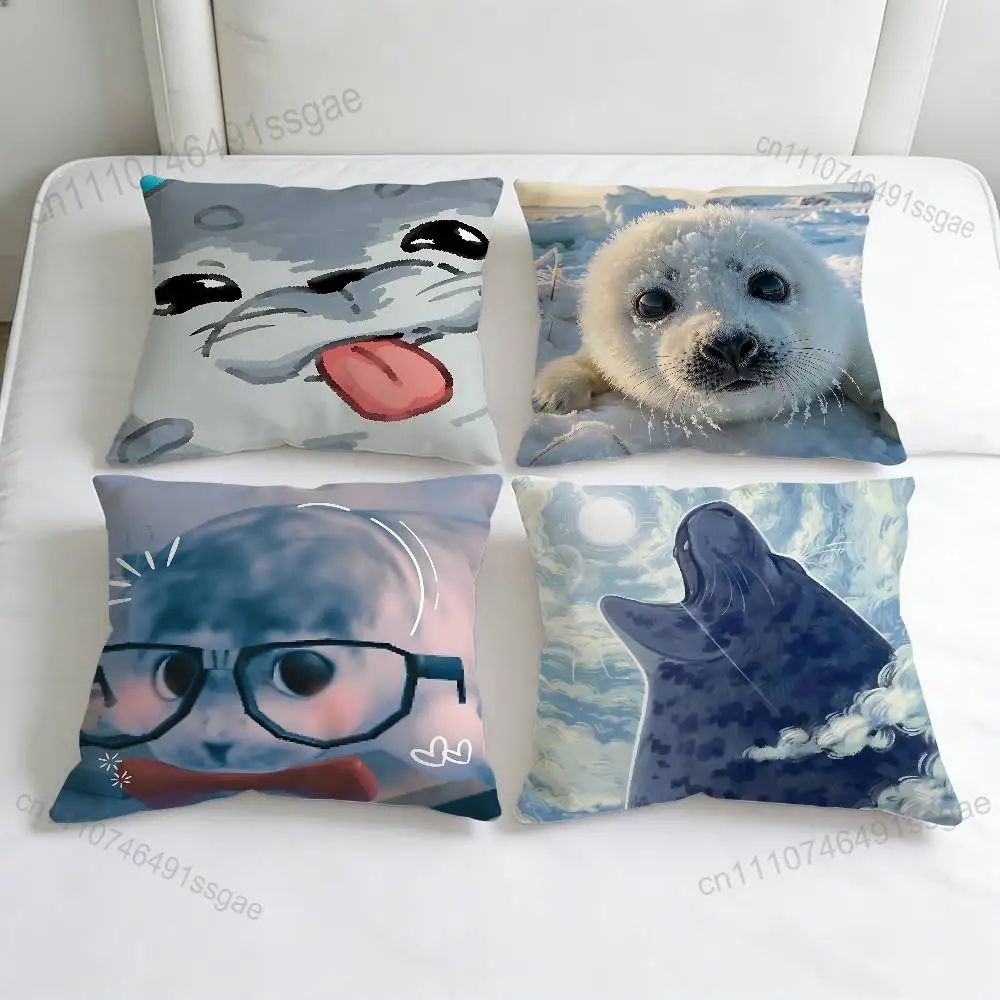 

Cartoon Seal Sea Cute Square Pillow Cover Decorative Throw Pillow Case for Sofa Couch Bed Home Car Living Room Decoration