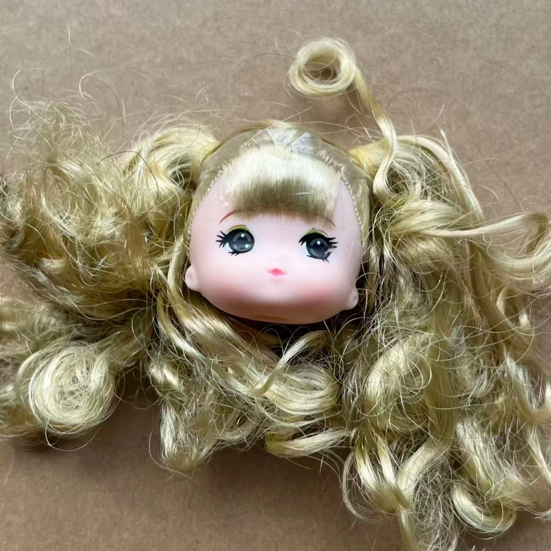 Cute Face Licca Doll Bald Heads Little Girl DIY Doll Parts with Hair Planting Accessories for Makeup Play