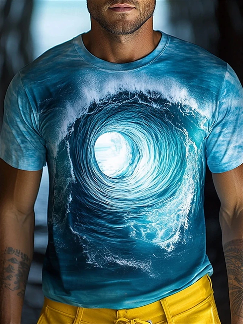 Funny Optical Illusion Graphic T Shirt For Men 3D Printed Art Abstract T-shirt Y2k Tops Harajuku Fashion Street Unisex Clothing image 2