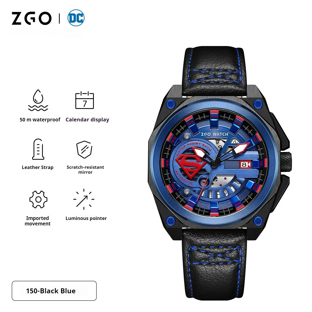 Batman Watch Male Students Glow-In-The-Dark Hollow Design Trend Double Hollowed Out Men Automatic Mechanical Watch Holiday Gift