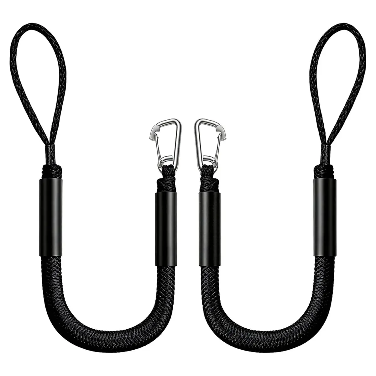 REST 4-Foot 1.2M Bungee Dock Line for Boats with Hook, Elastic Boat Dock Lines with Foam Floats, Quick Mooring Rope, 2-Pack