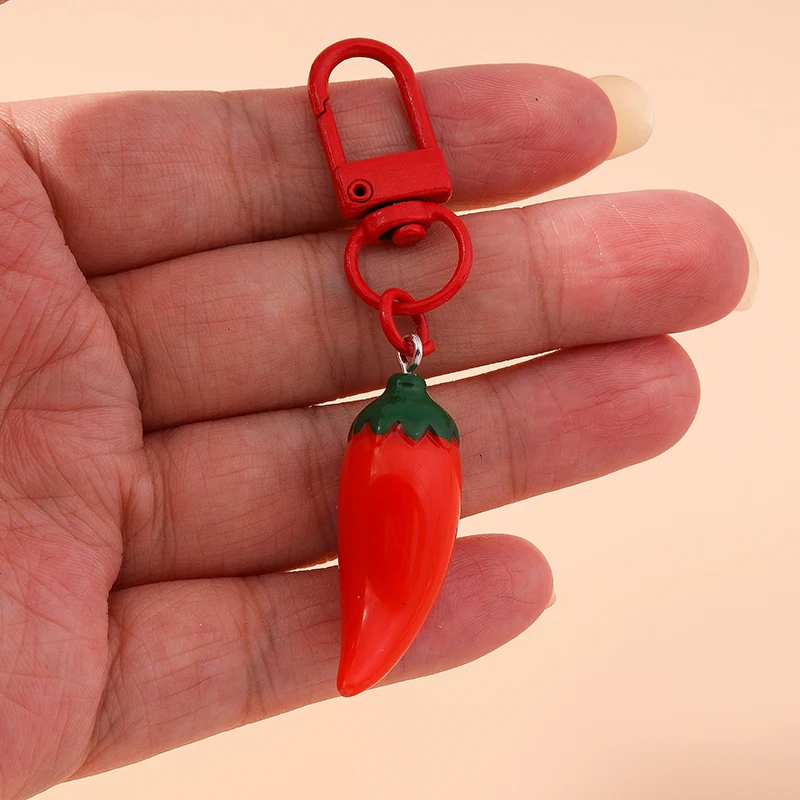 Cute Resin Chilli Keychain Simulation Pepper Key Rings Pendant for Car Key Holder Women Girls Handbag Decor DIY Jewelry Gifts