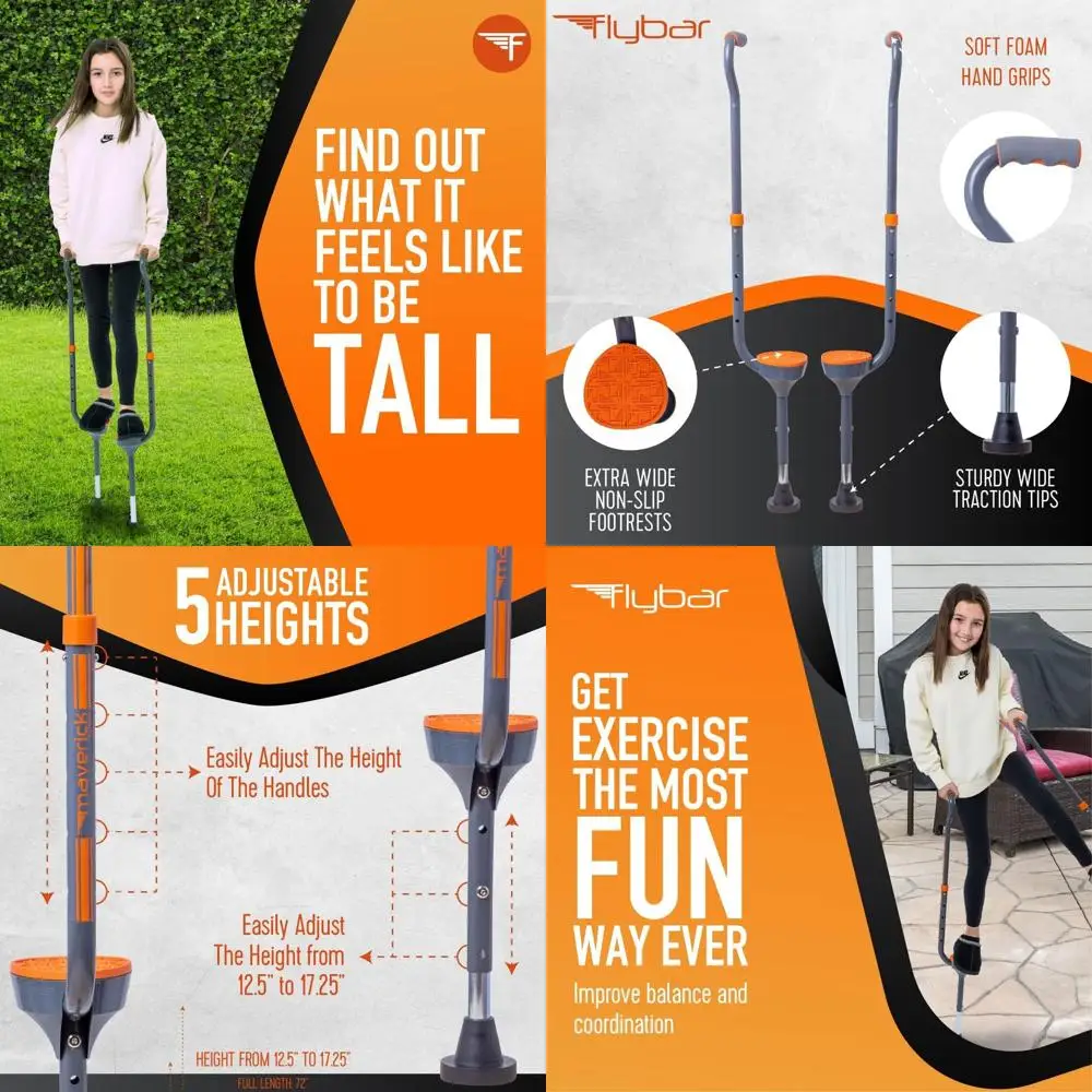 

Ходули Maverick для детей — 5, регулируемая высота, прочные, простая сборка, широкий нескользящий резиновый наконечник, пенопластовые ручки, Ou