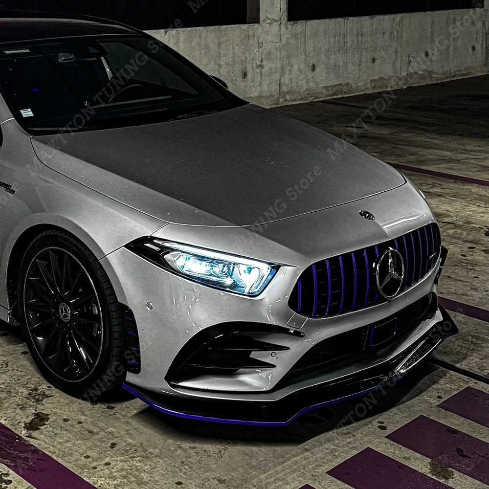 

Front Bumper Chin Splitter For Mercedes Benz A Class 2018-2022 W177 V177 AMG Pre-Facelift Front Spoiler Lip Guard Deflector Kit