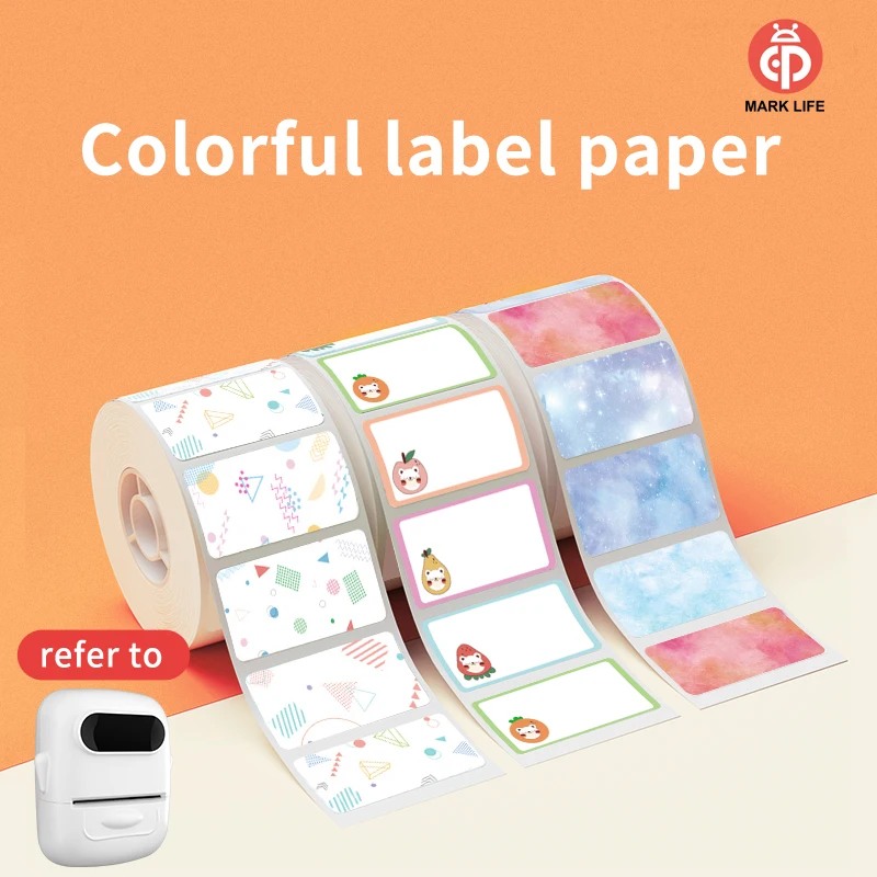 

P50/S2 наклейки для термопринтера красочные животные 50 мм x 30 мм бумага водонепроницаемая антимасляная этикетка для офиса, кухни, школы