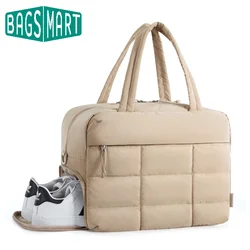 Bolsas de viaje BAGSMART, bolsa de lona multifuncional para el fin de semana, para gimnasio, para hombre, almacenamiento de equipaje de mano durante la noche con compartimento para zapatos
