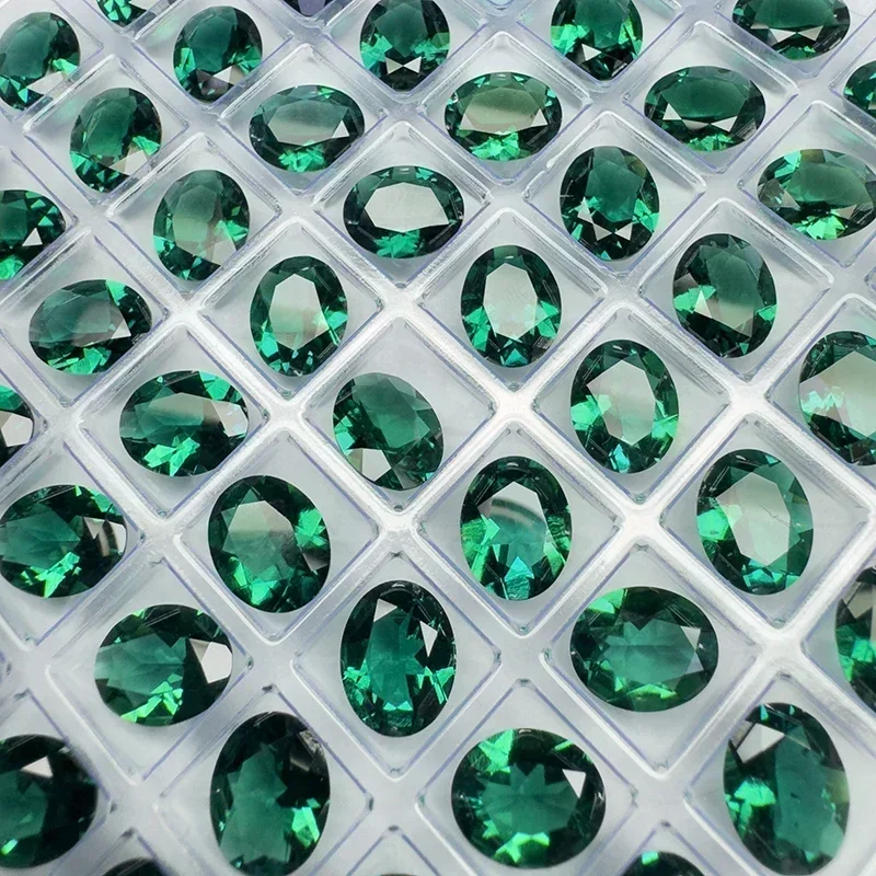 Laborgezüchteter Sambischer Smaragd im Ovalschliff, Edelstein-Anhänger für DIY-Schmuck, Ring, Halskette, Ohrringe, Hauptmaterialien wählbar, Zertifikat erhältlich – Detail 6