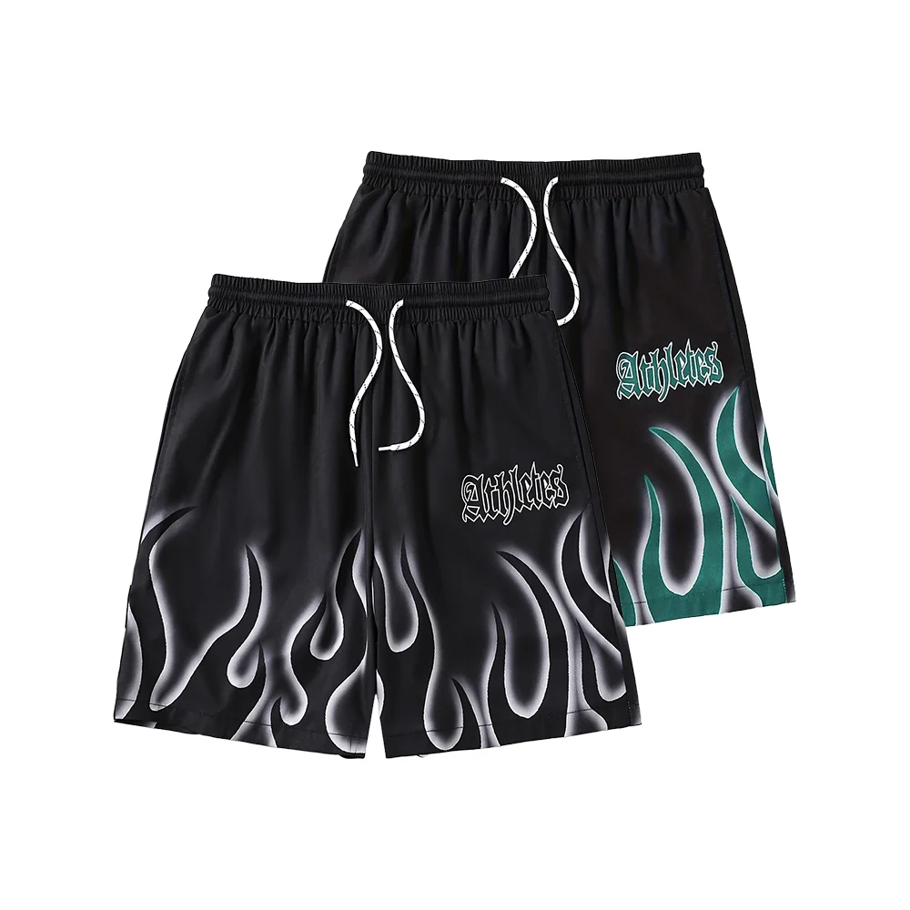 

New American Fast-drying Comfortable Breathable Training Sports Shorts Fashion Loose Casual Flame Athletes Letters Print Shorts
