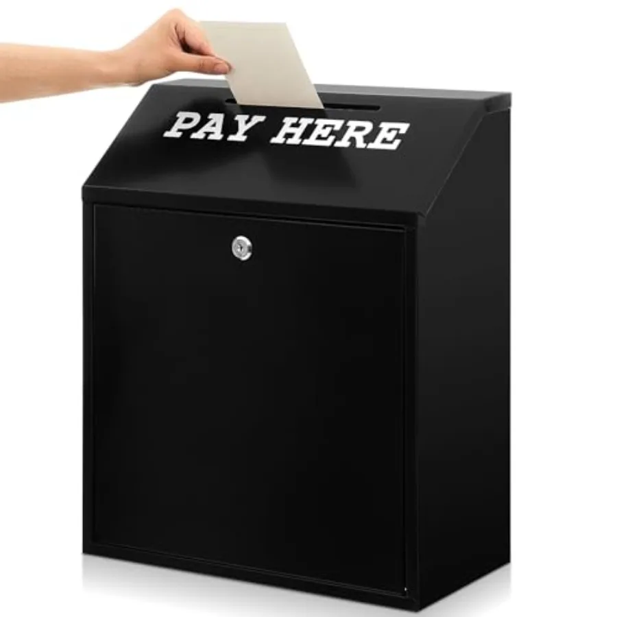 

Safe Cash Bo Money Collection Metal Donation Bo with Lock Wall Mount Pre Drilled Mailbo Delivery Ballot for Home Office Outdoor