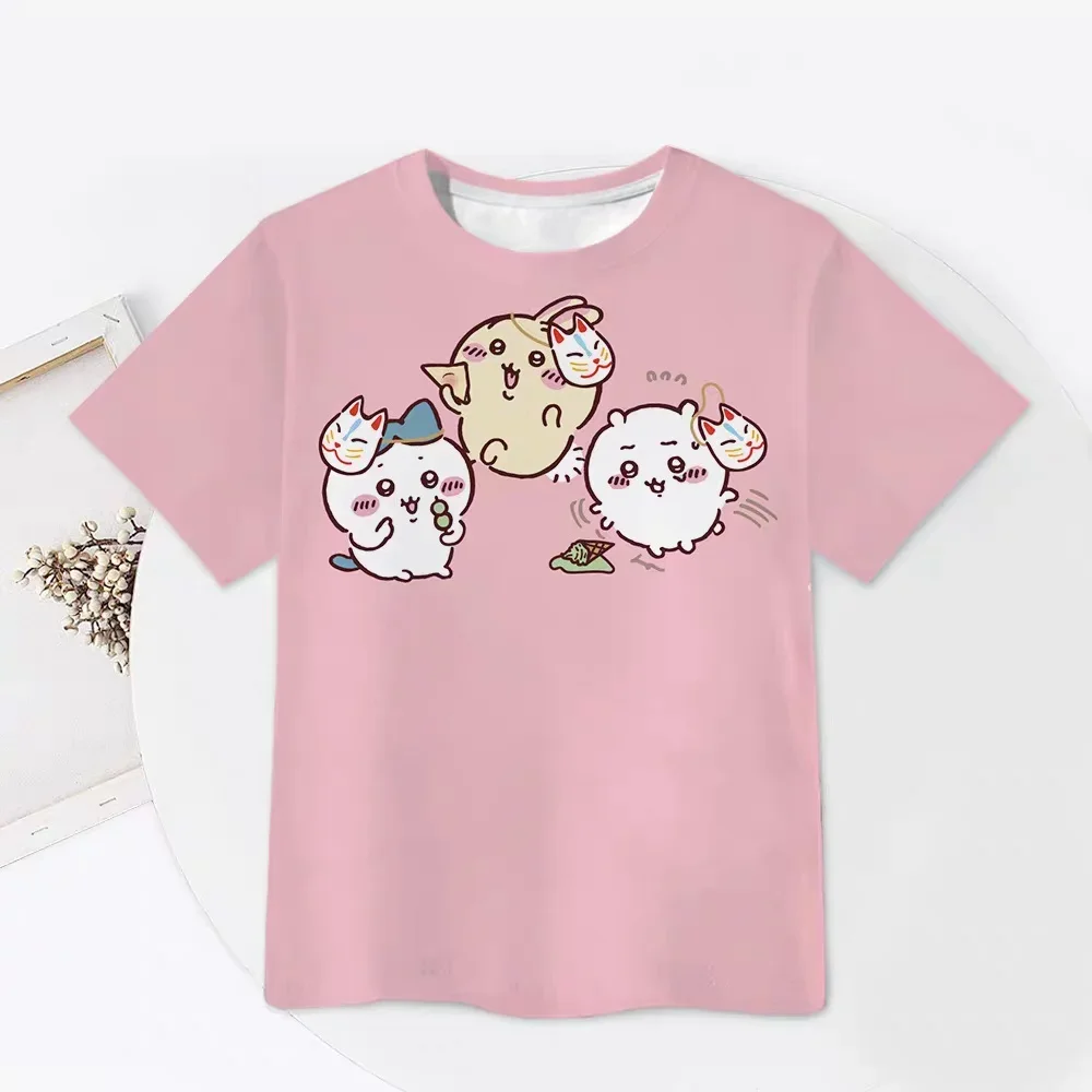 Chiikawa ist überall hier! Weiche, niedliche Cartoon-3D-Print-T-Shirts für Erwachsene Paare, Sportliche Freizeitkleidung, atmungsaktiv, kurze Ärmel, Familien-Matching – Detail 7