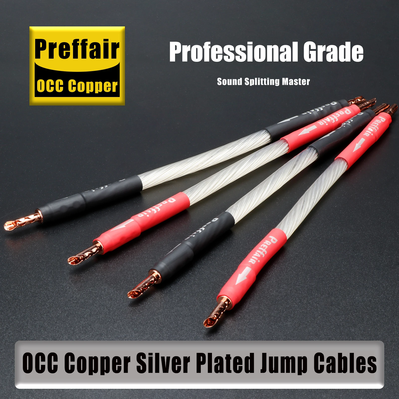 4Pcs Hifi Speaker Jumper Cabe OCC Audio Jumper Bridge Cable Silver Plated Patch Cord with Pure Copper Banana Y Spade Plug