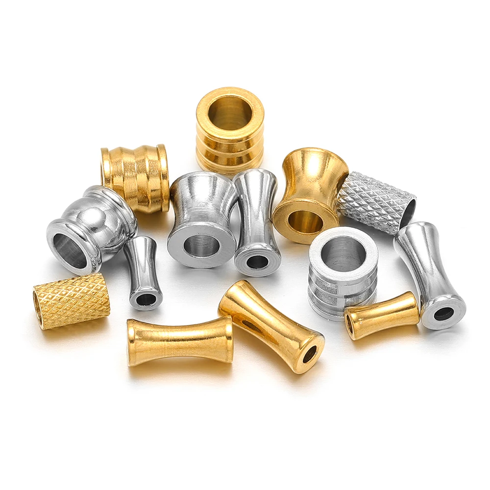 

20pcs Stainless Steel Big Hole Tube Beads Gold Spacer Beads for DIY Handmade Jewelry Making Bracelet Necklace Supplies Wholesale