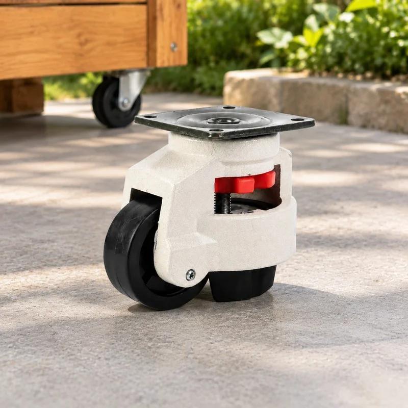 Industrial Heavy-Duty Casters Featuring Flat Mount Base and Adjustable Height, Supports Up to 500KG Load