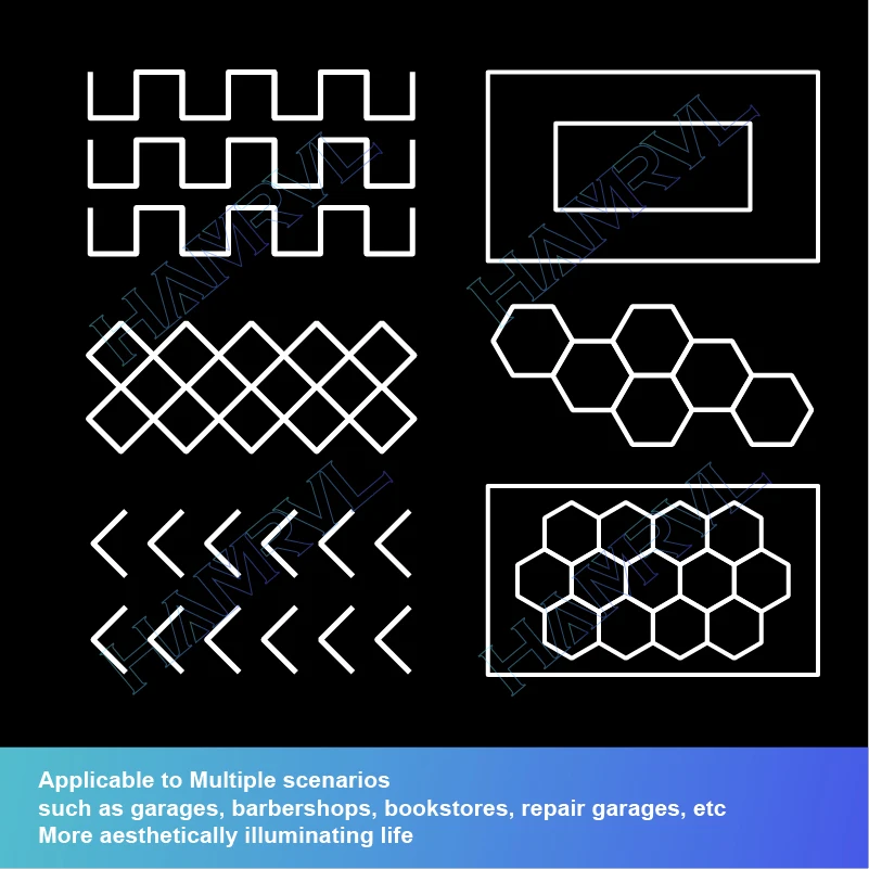 مسدس قلادة LED ضوء 3-Color قابل للتعديل 3000K-6500K عكس الضوء تصميم العسل الحديث سهل التركيب لشريط المرآب صالون #5