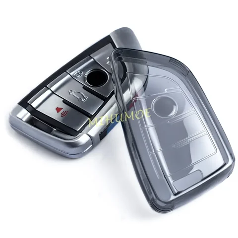 Черный прозрачный тонкий чехол-брелок для ключей BMW G20 G21 G22 G30 G31 F48 F39 G01 G05 G06 G07 G08 G14 F40 F44