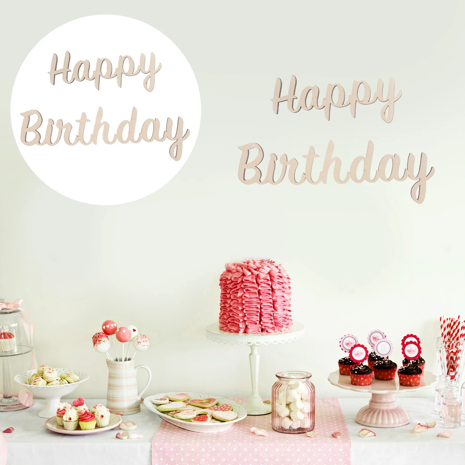 

1 Set Wooden Birthday Wall Stickers Party Decorative Photo Props Unfinished Wood Words Cutouts Diy Room Decoration Wall Hanging
