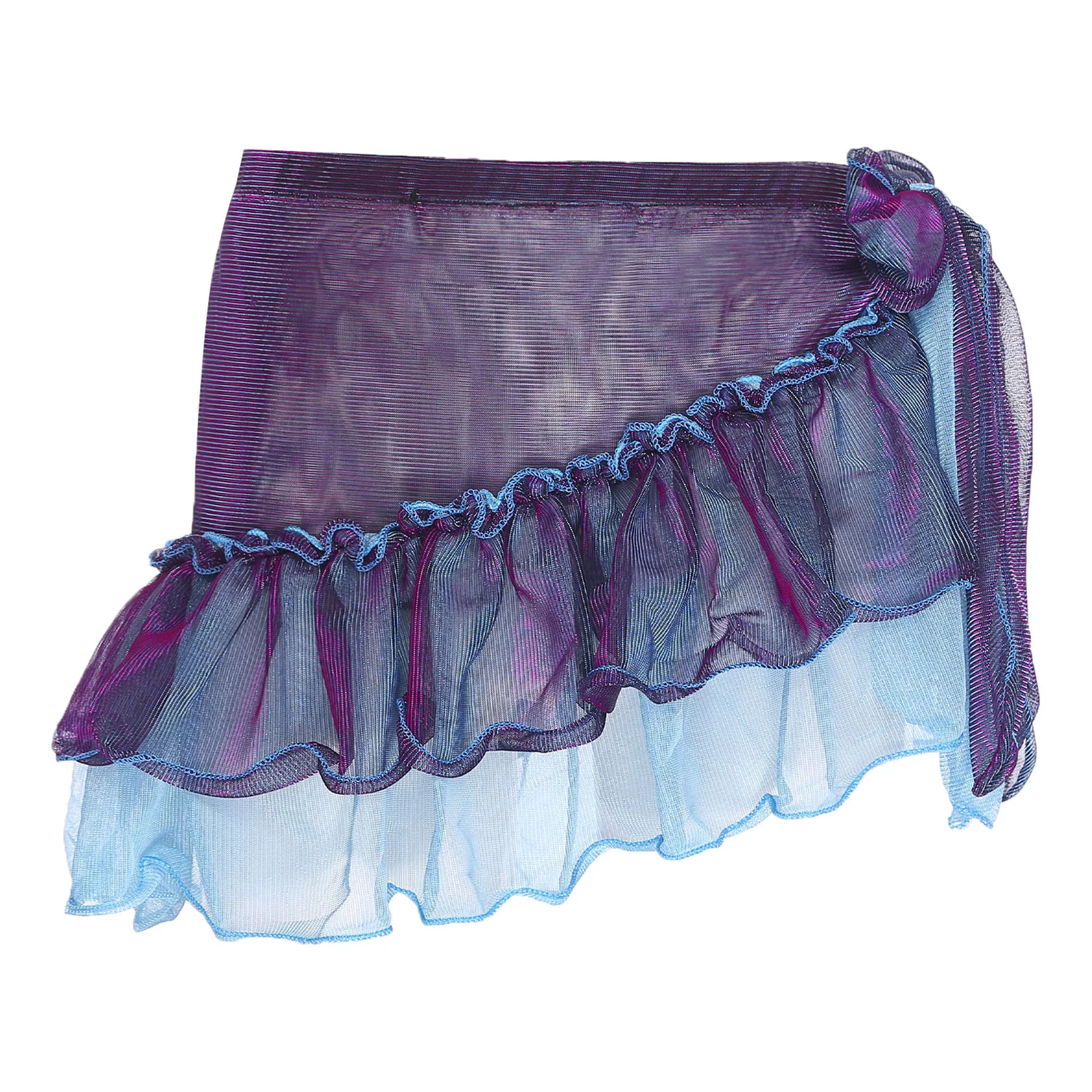 Bufanda de cadera brillante para danza del vientre para mujer, bloque de Color, atado con volantes escalonados, envoltura de cintura, falda de cadera, accesorio de traje de baile de salón