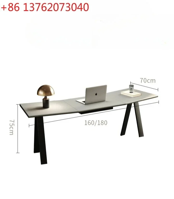 Italian minimalist desk, simple special-shaped office and learning integrated high-end solid wood desk and chair