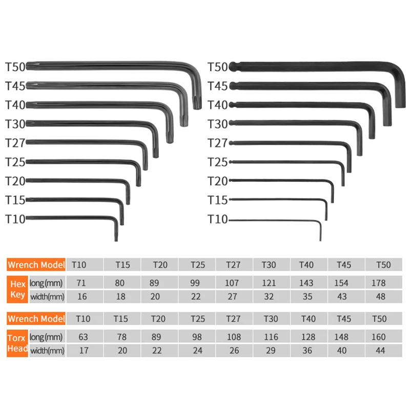 MUQZI Torx Wrench Set Hex Key Allen Wrench Set With Ball L-Key MTB Road Bike Repair Tool