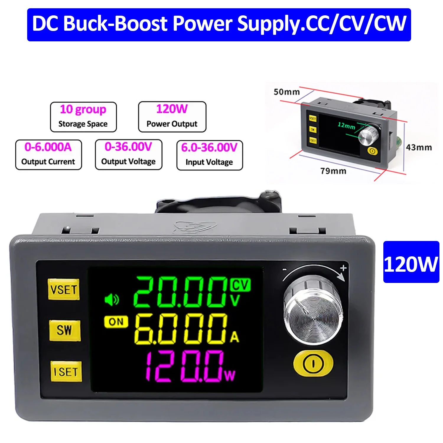 SK120 Buck Boost Converter Regulowany regulator napięcia i prądu Stały CC CV 6-36V 6A 120W Zasilacz Moduł ładowania słonecznego