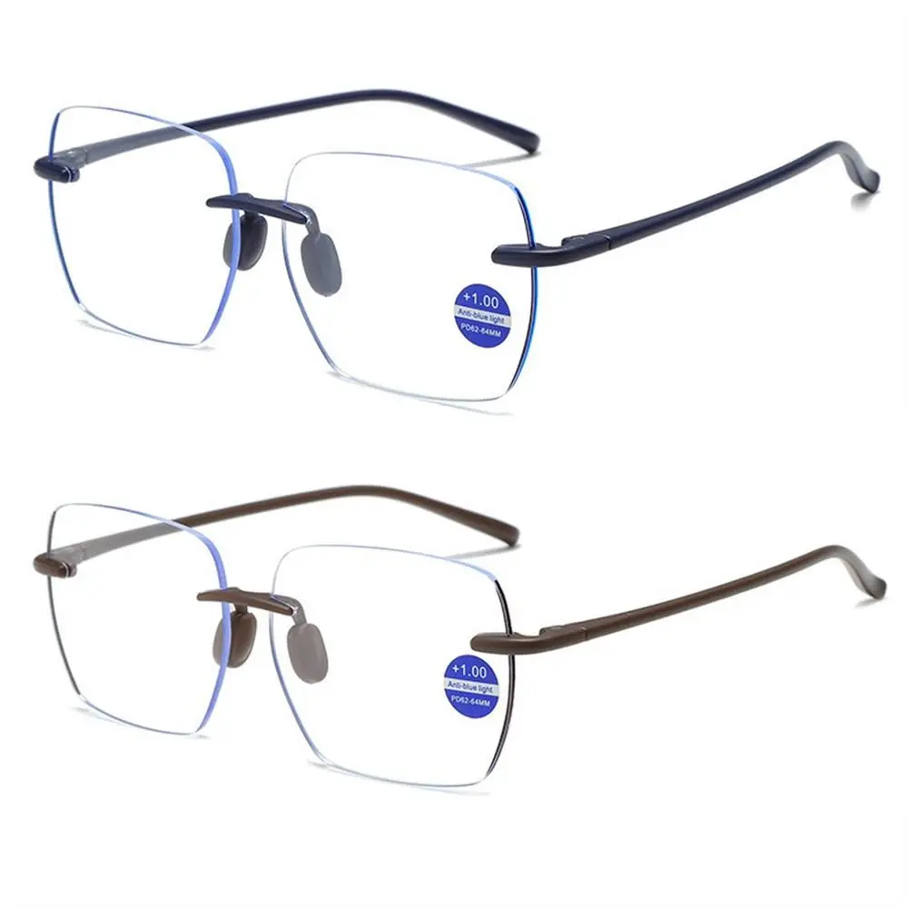 Anti Blue-ray Reading Glasses High-definition Diamond Cut Rimless Presbyopia Glasses Ultralight Eyeglasses Senior Citizens