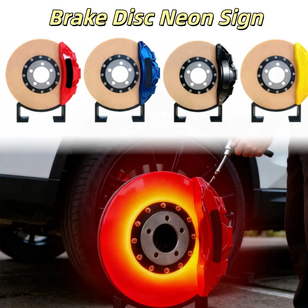 Brake Disc Neon Sign Dimmable USB Powered Acrylic Neon Light Brake Disc Neon Sign Light Accessories red and white LED strips