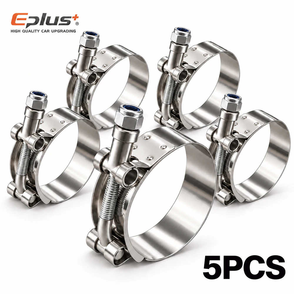 5 Stück Edelstahl Europäische Hochleistungs-Schlauchschellen Universelle T-Bolzen-Schellen 28-110mm Verstellbar für Auto, Motorrad & Industrielle Rohre – Detail 2