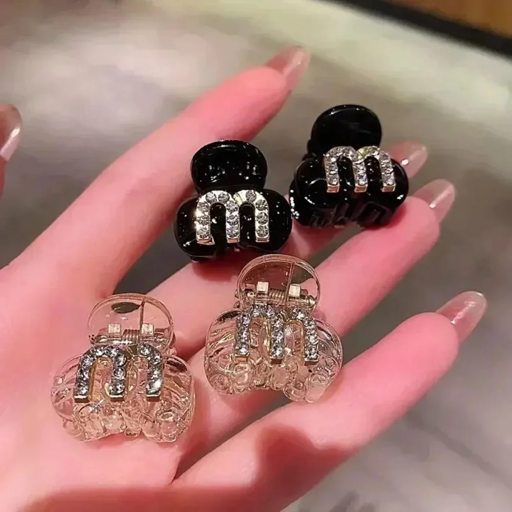 2pcs/set Women Fashion Acrylic Rhinestone Bangs Side Hair Clip Mini Forehead Headdress Hair Claw Grab for Girls Accessories